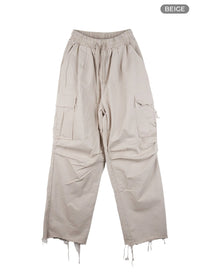 cotton-banded-waist-cargo-pants-cs412 / Beige