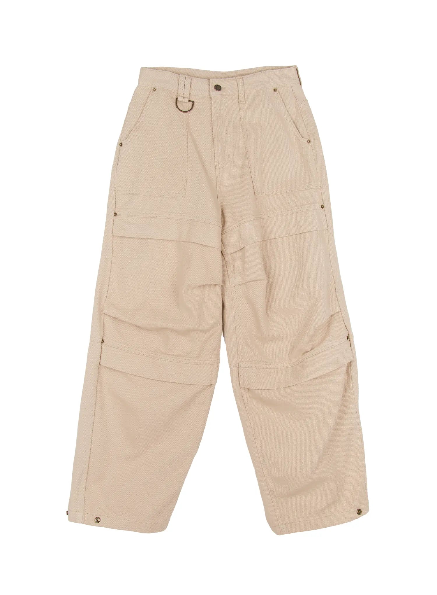 button-trim-wide-leg-pants-cj514 / Beige