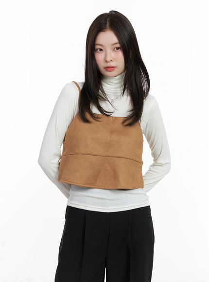 suede-layered-vest-cn518 / Beige