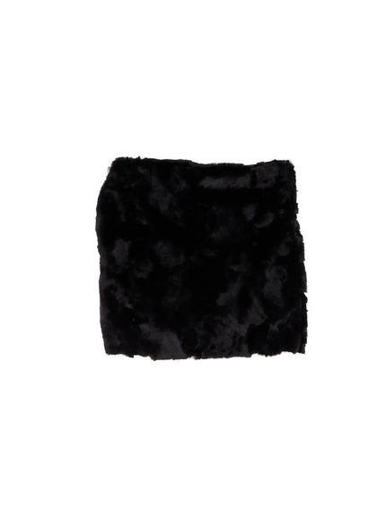 cozy-faux-fur-mini-skirt-cd517 / Black