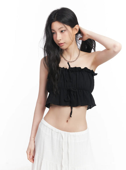 ribbon-frill-tube-top-cu510 / Black