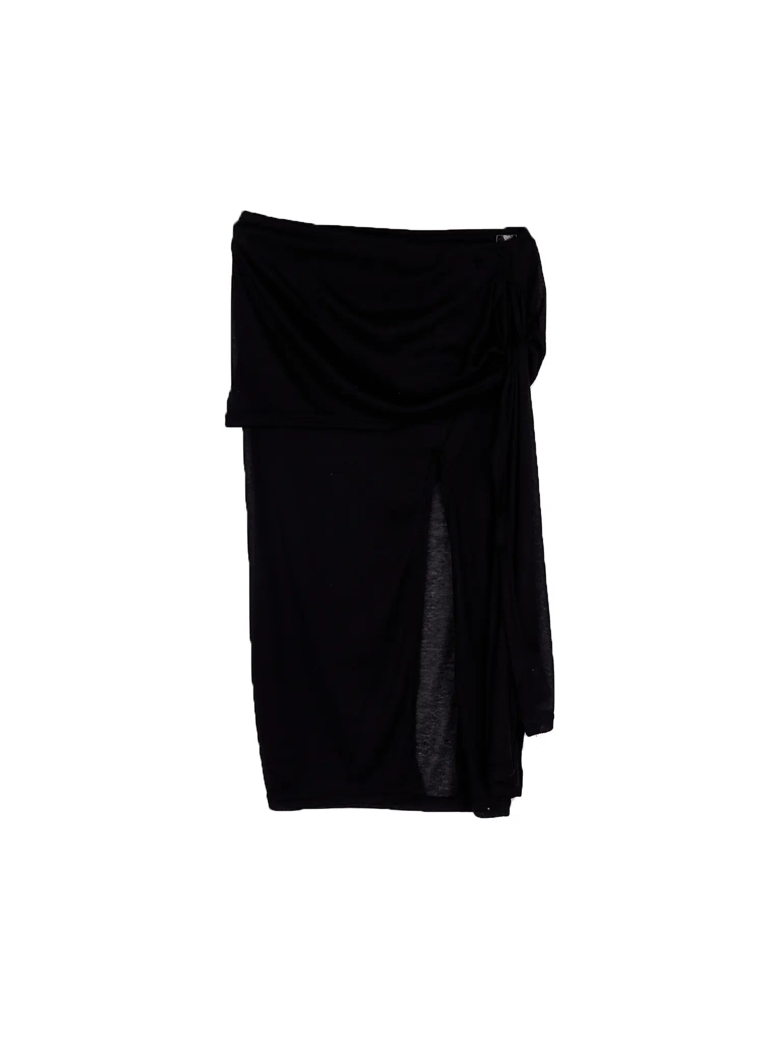 layered-sheer-midi-wrap-skirt-ca529 / Black