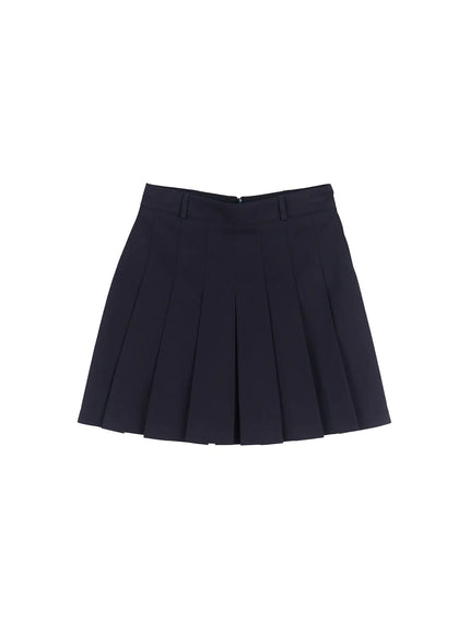 classic-pleated-mini-a-line-skirt-cl524 / Black