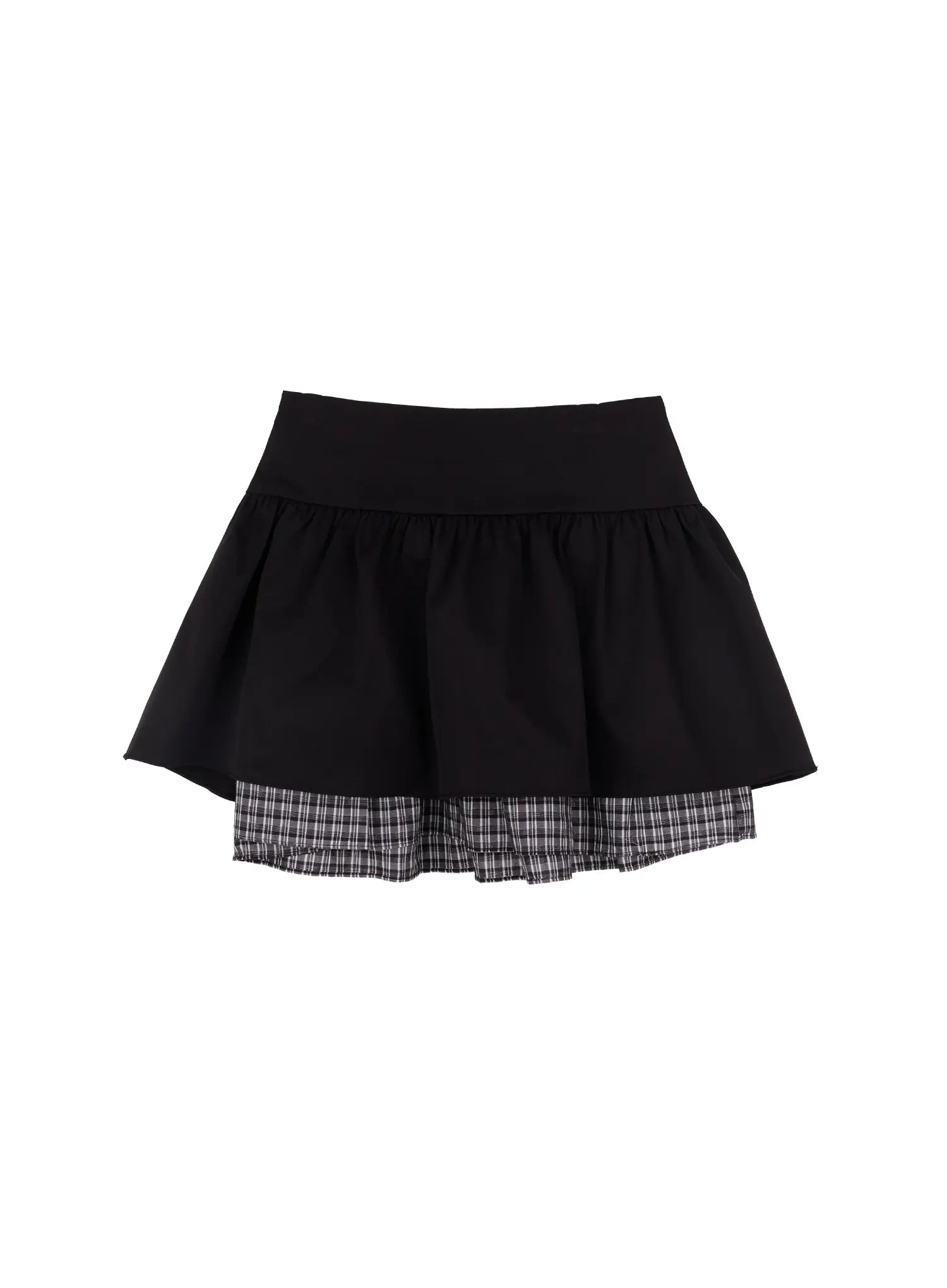 two-tone-plaid-mini-skirt-cm510 / Black