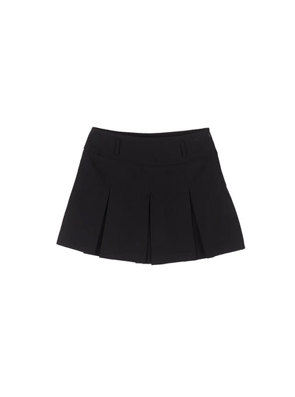 high-waist-pleated-mini-skirt-cu511 / Black