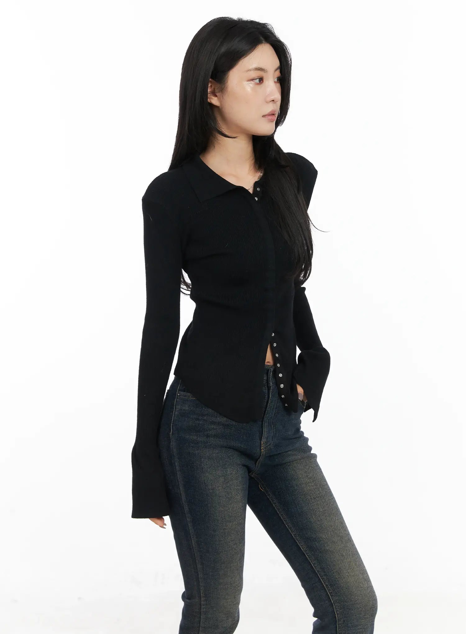 Button-Up Knit Shirt CD502