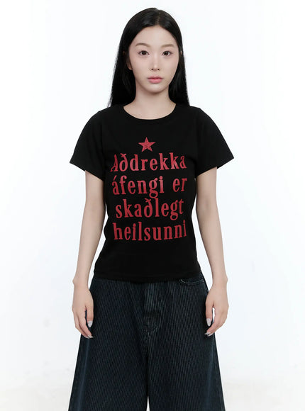 graphic-semi-crop-tee-cg501 / Black