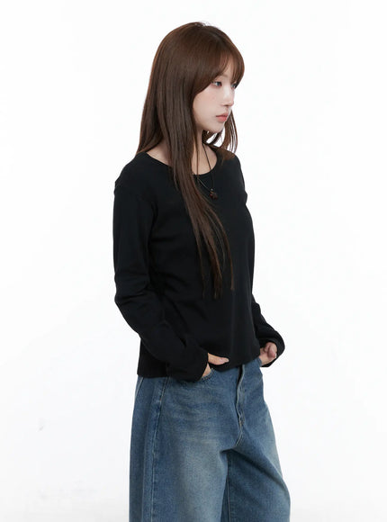 basic-crew-neck-long-sleeve-t-shirt-cg529 / Black
