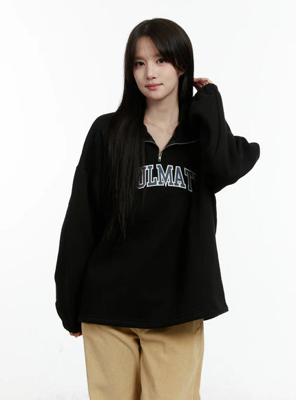 Graphic Pullover Quarter-Zip Sweatshirt CD523