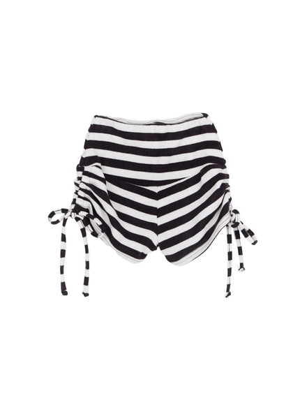 striped-side-drawstring-micro-shorts-cm520 / Black