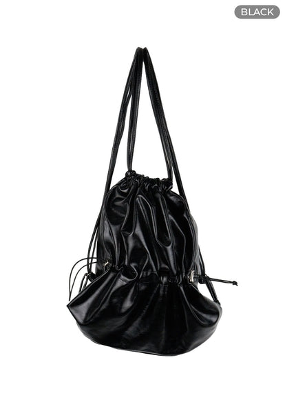 Faux Leather String Backpack CU410