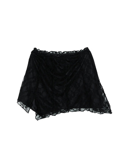 lace-slit-mini-skirt-cl531 / Black