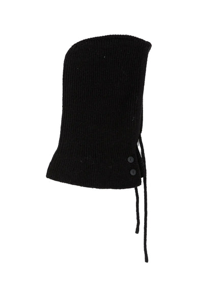knit-button-balaclava-cd509 / Black