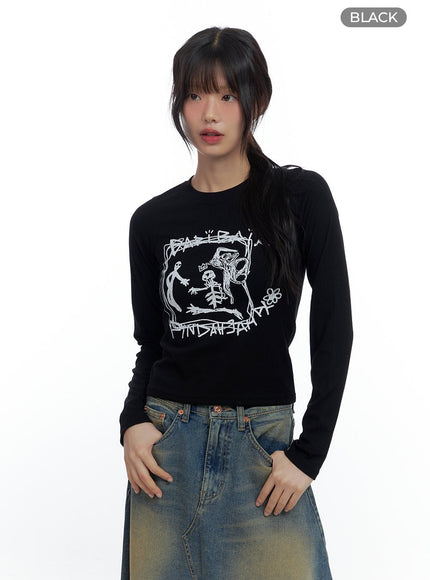 graphic-vision-long-sleeve-crop-cs420 / Black