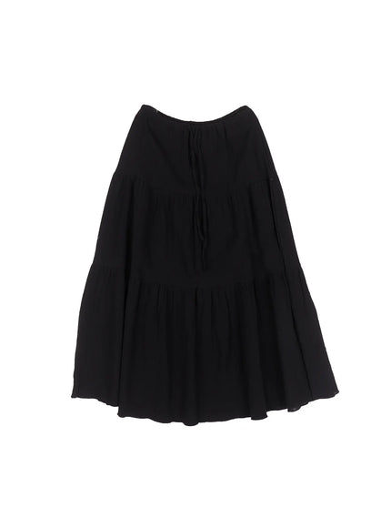 cotton-tiered-maxi-skirt-cu510 / Black