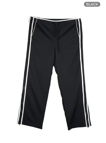 nylon-string-stripe-wide-pants-cg409 / Black