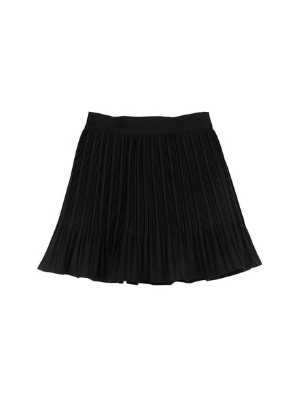 pleated-flare-mini-skirt-f502 / Black