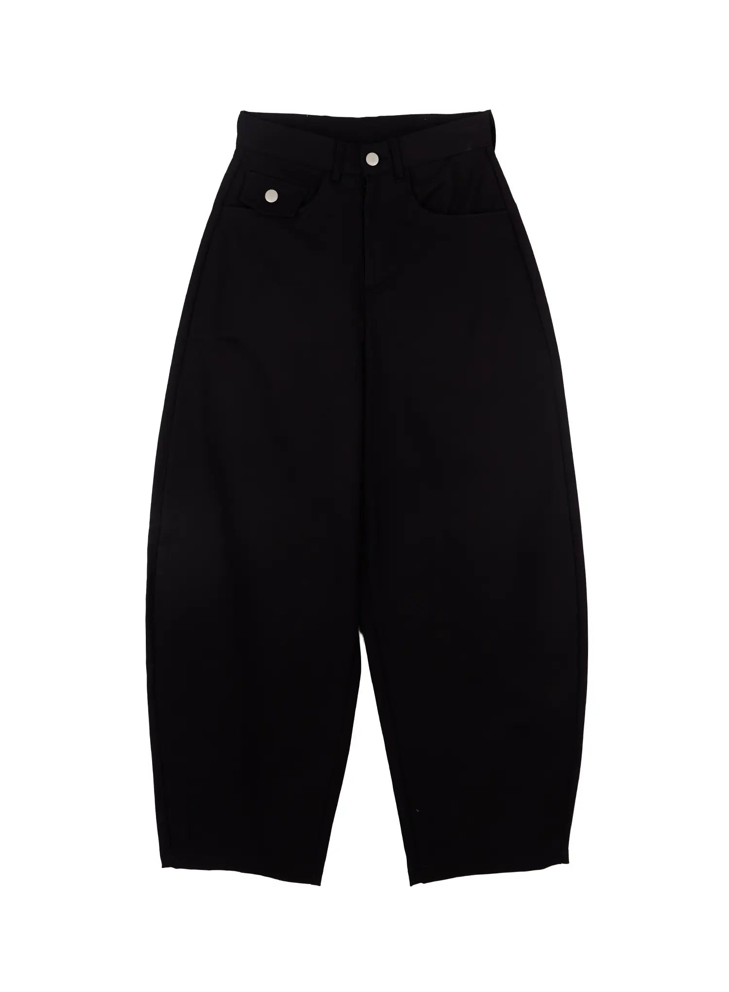 curved-pocket-wide-leg-pants-cm510 / Black