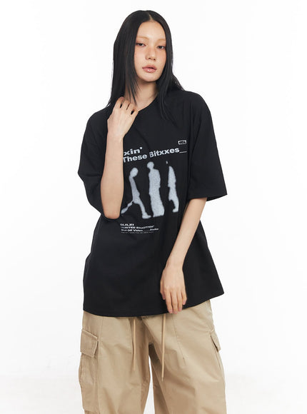 casual-graphic-oversize-t-shirt-cy528 / Black