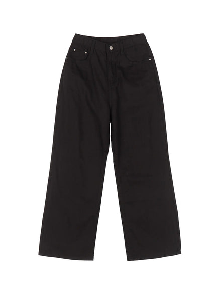 solid-wide-fit-pants-cu513 / Black