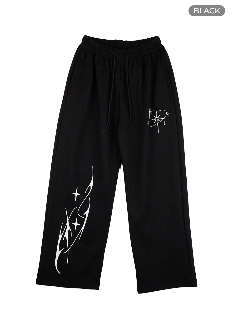 cozy-banded-graphic-sweatpants-cg423 / Black