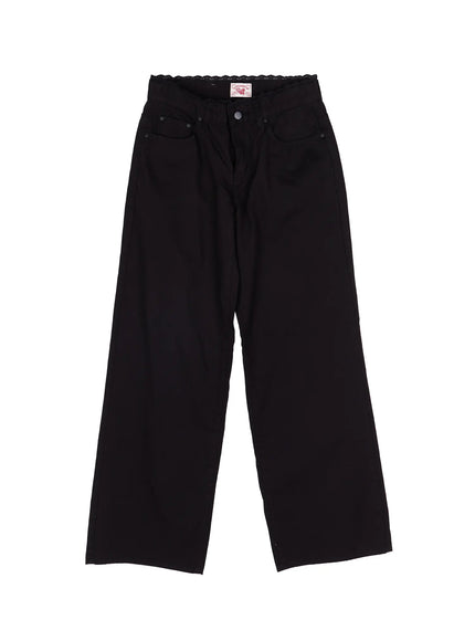 lace-trim-cotton-pants-cy528 / Black