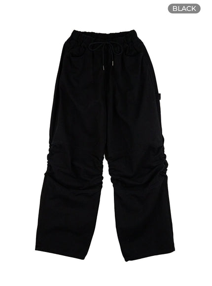 shirred-cotton-banded-pants-unisex-cg420 / Black