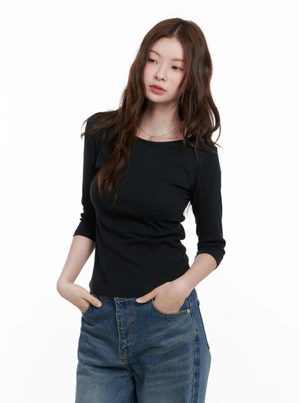 Casual Boat Neck 3/4 Sleeve Top CG520