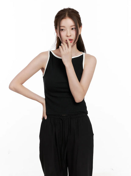 ribbed-cotton-tank-top-cl524 / Black