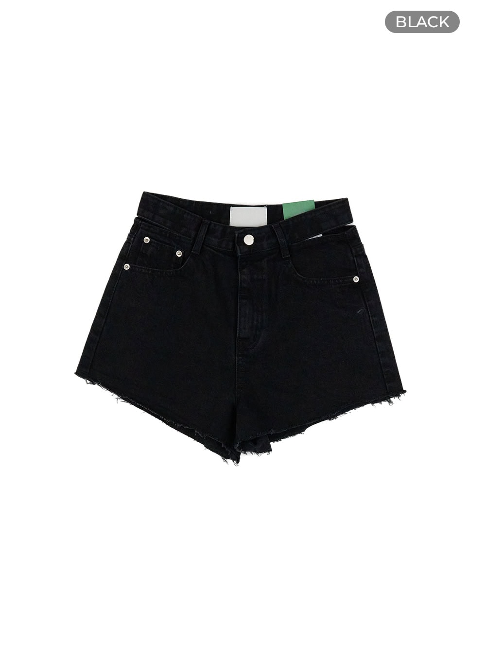 distressed-washed-denim-shorts-cu413 / Black