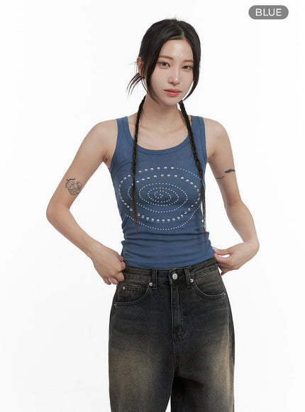 chic-studded-slim-tank-top-co402 / Blue