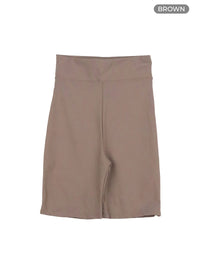 activewear-solid-biker-shorts-cy423 / Brown