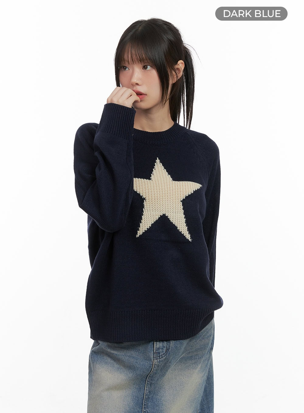 casual-oversized-raglan-sweater-cs412 / Dark blue