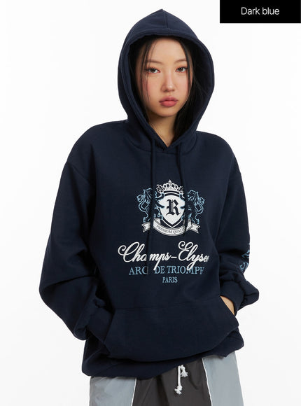 oversized-graphic-hoodie-cf414 / Dark blue