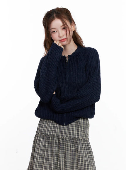 Waffle Knit Zip Up Cardigan CG520