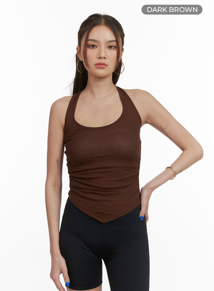 activewear-halter-tank-top-cy423 / Dark brown