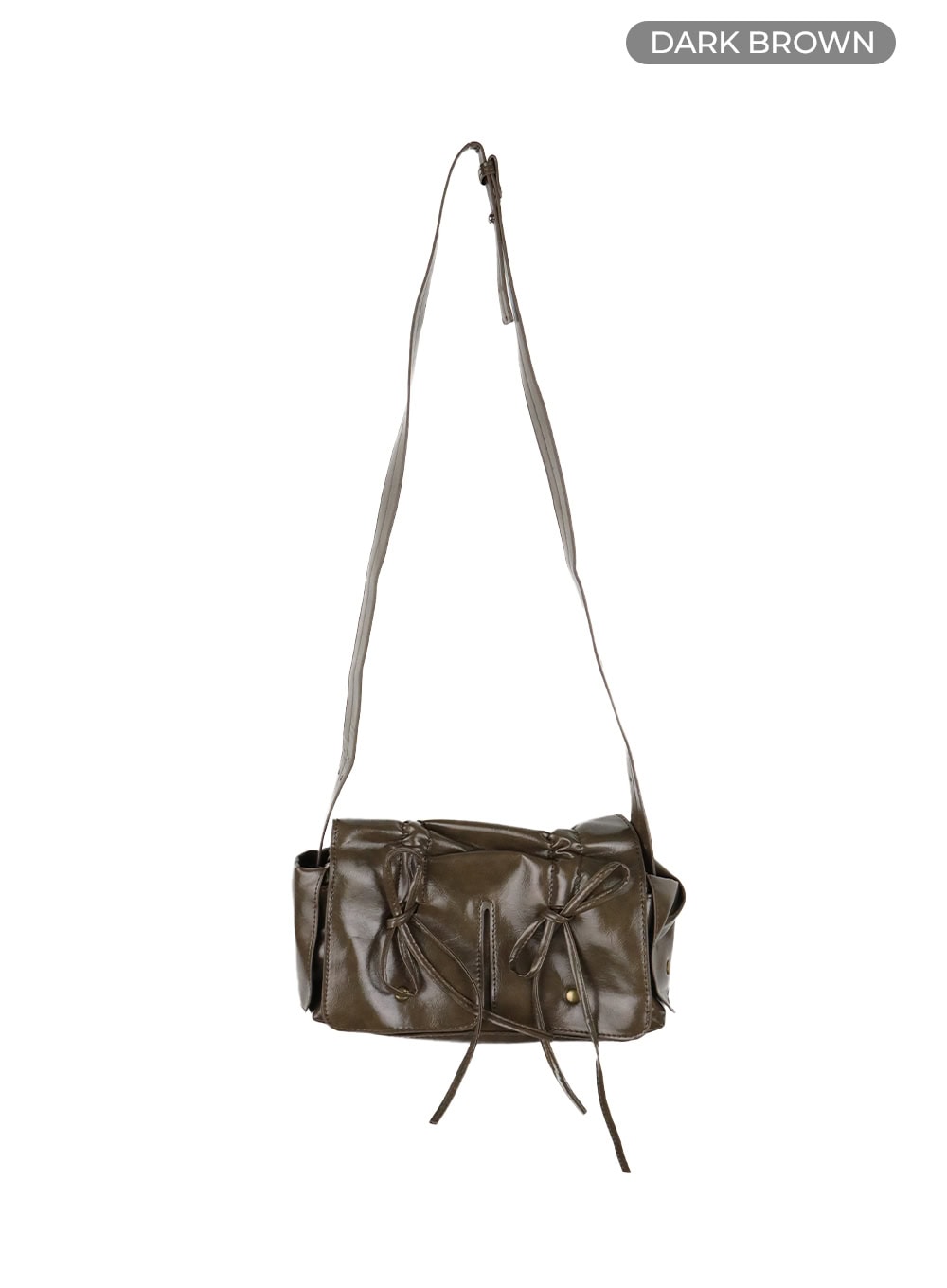 bowknot-leather-shoulder-bag-cy417 / Dark brown