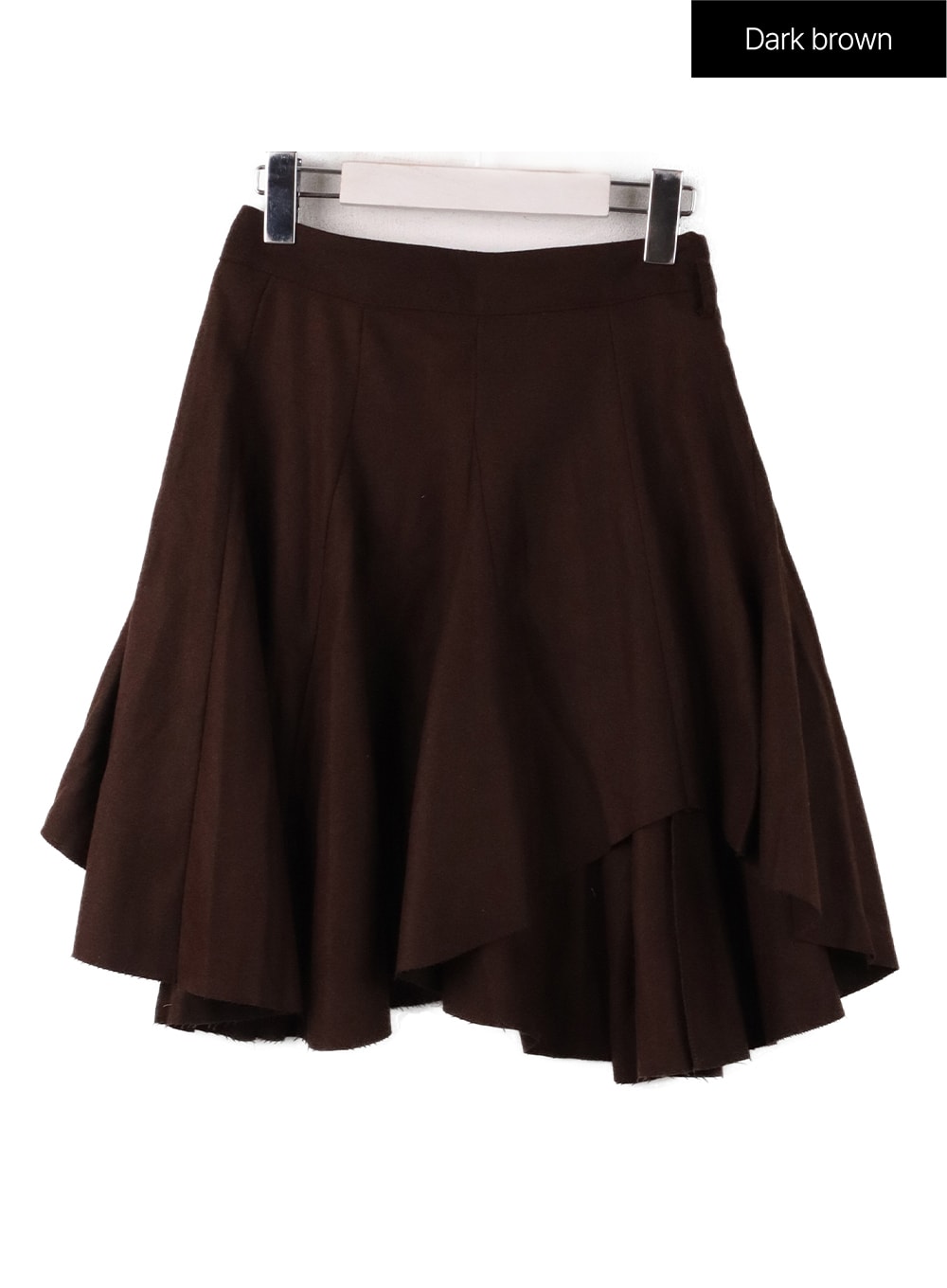 ruffle-hem-mid-skirt-cf407 / Dark brown