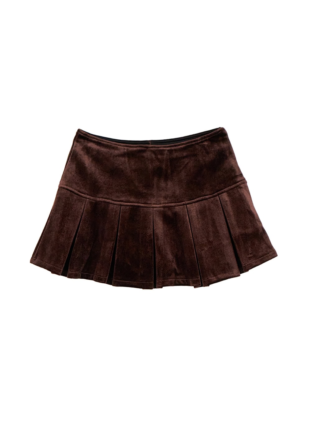 velvet-pleated-mini-skirt-cd410 / Dark brown