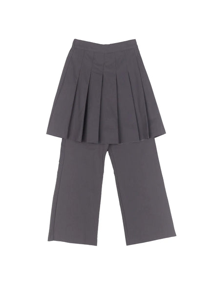 layered-midi-skirt-pants-cu510 / Dark gray
