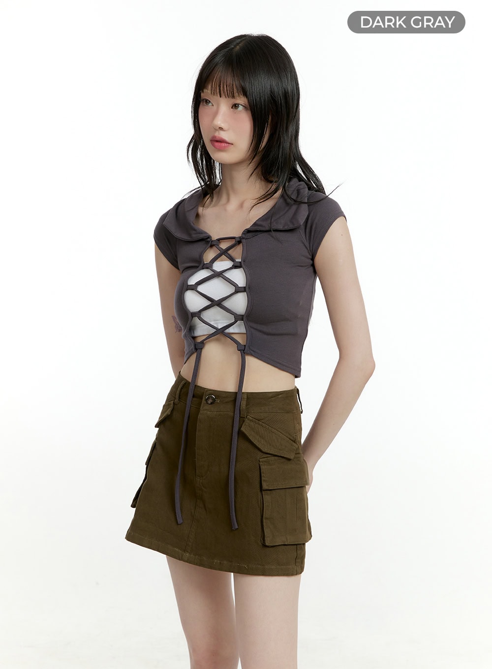 x-strap-crop-top-cl426 / Dark gray