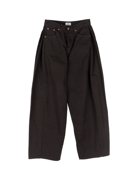 striped-side-pintuck-wide-pants-co507 / Gray