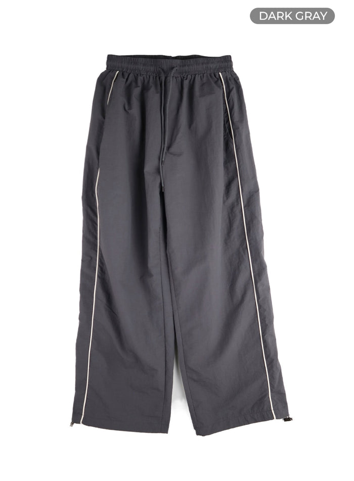 elastic-waist-contrasting-trim-sweatpants-cm407 / Dark gray