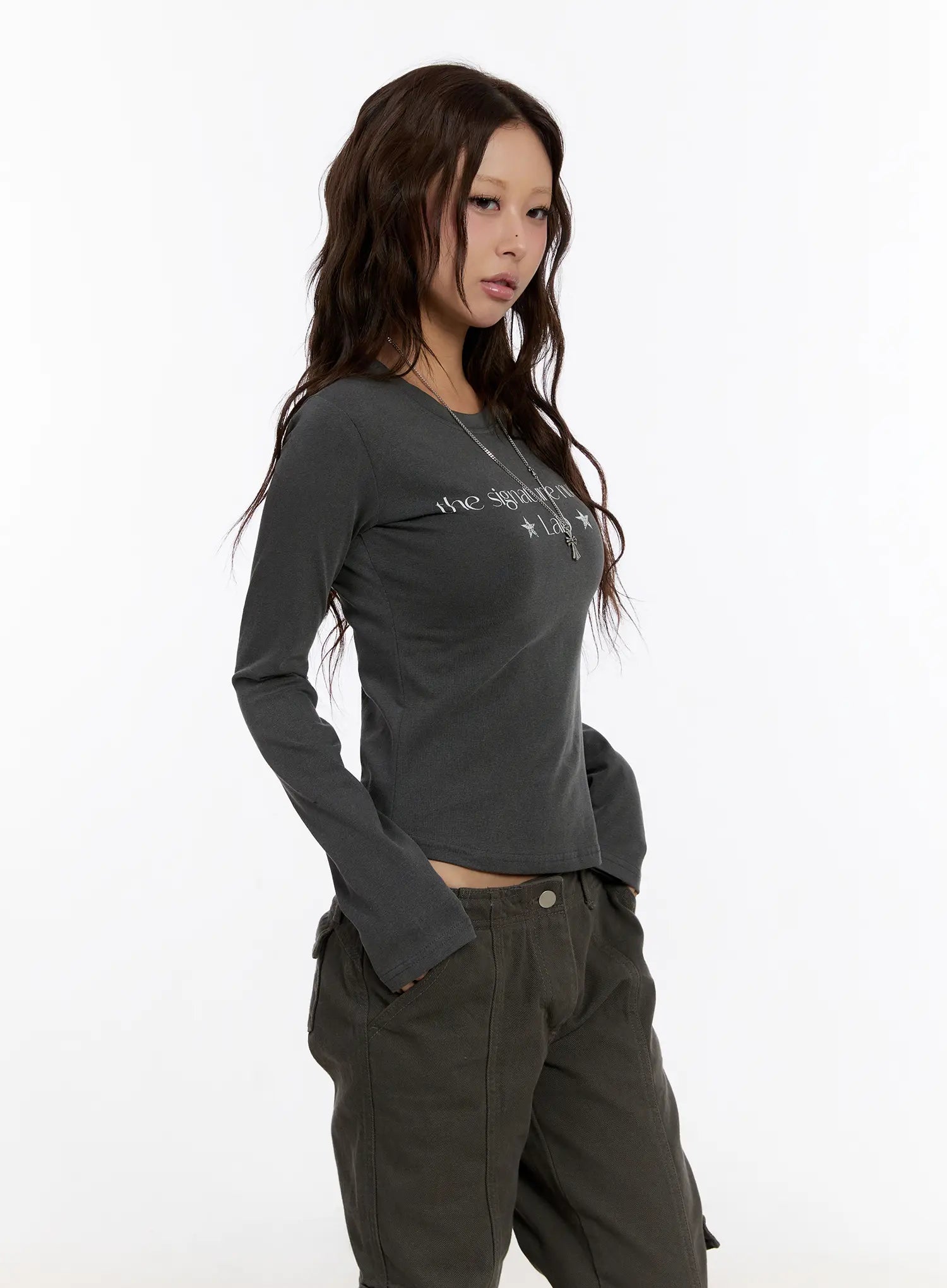 Graphic Slim Fit Long Sleeve Top CN527