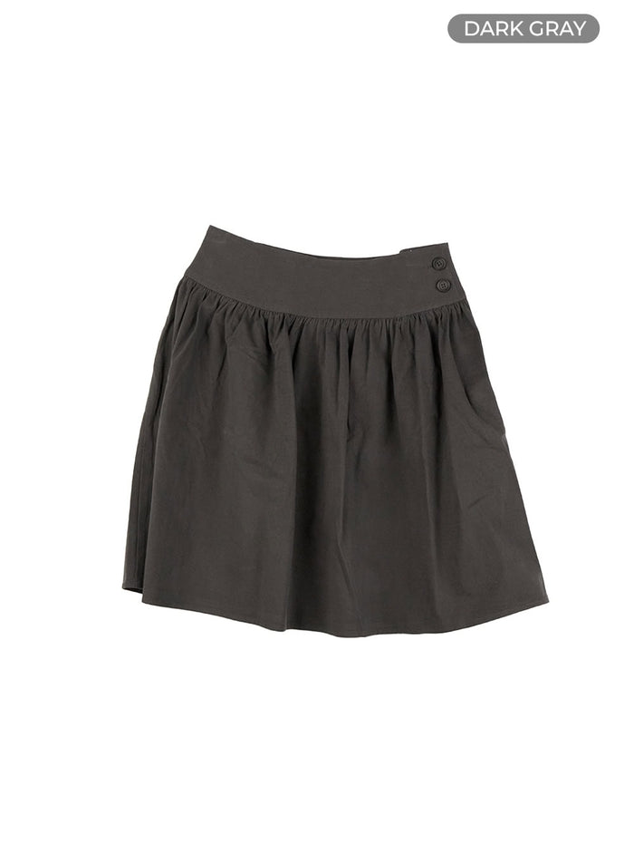 chic-buttoned-flare-cotton-midi-skirt-cs426 / Dark gray