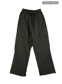 stylish-wide-leg-cargo-pants-cs426 / Dark green