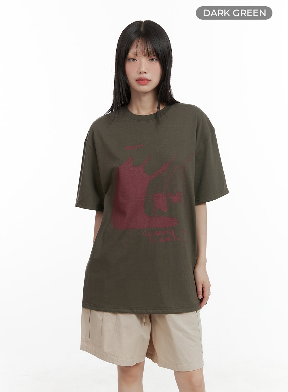 oversized-graphic-tee-cl412 / Dark green