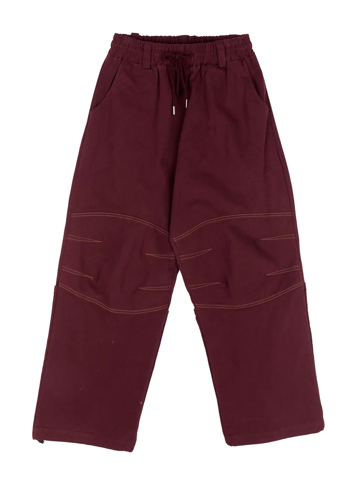 stitch-lined-wide-leg-pants-cn527 / Dark red