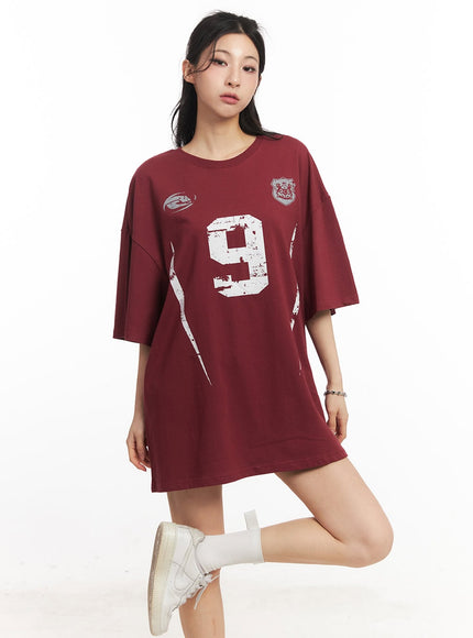 logo-graphic-oversize-t-shirt-ca516 / Dark red