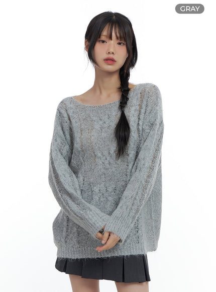 boat-neck-sheer-knit-top-cs420 / Gray